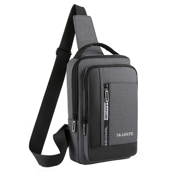 Stylago Crossbody Sling Backpacks for Men Casual Shoulder Daypack Chest Bags with USB Charger Port for Camping Biking Travel Grey