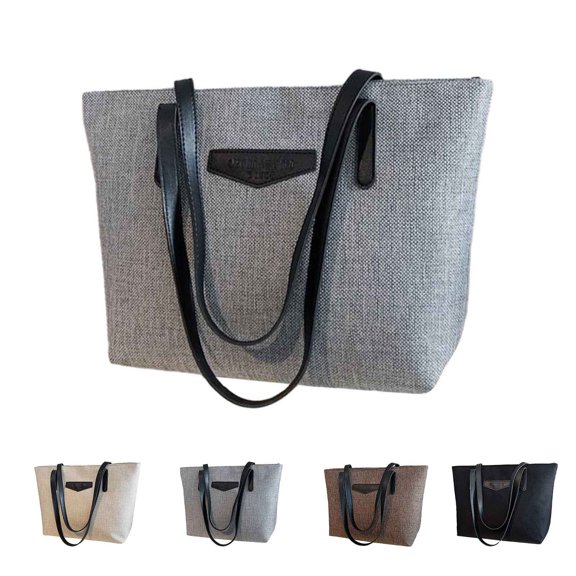 Stylago Fashion Tote Bag for Women Canvas Shoulder Purse with Leather Strap Ladies Work Shopping Travel Medium Handbags Black