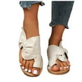 thumbnail image 1 of Stylago Flat Sandals for Women Suede Slip on Walking Dressy Slides Wide Width Summer Slippers Toe Ring Outdoor Shoes White Size 10, 1 of 8