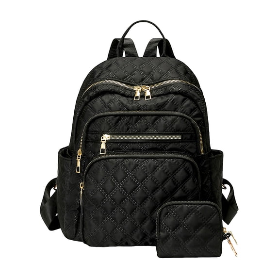 Stylago Laptop Backpack Purse for Women Work Travel Computer Bags College Students Fashion Quilted Daypack with Mini Pouch Black