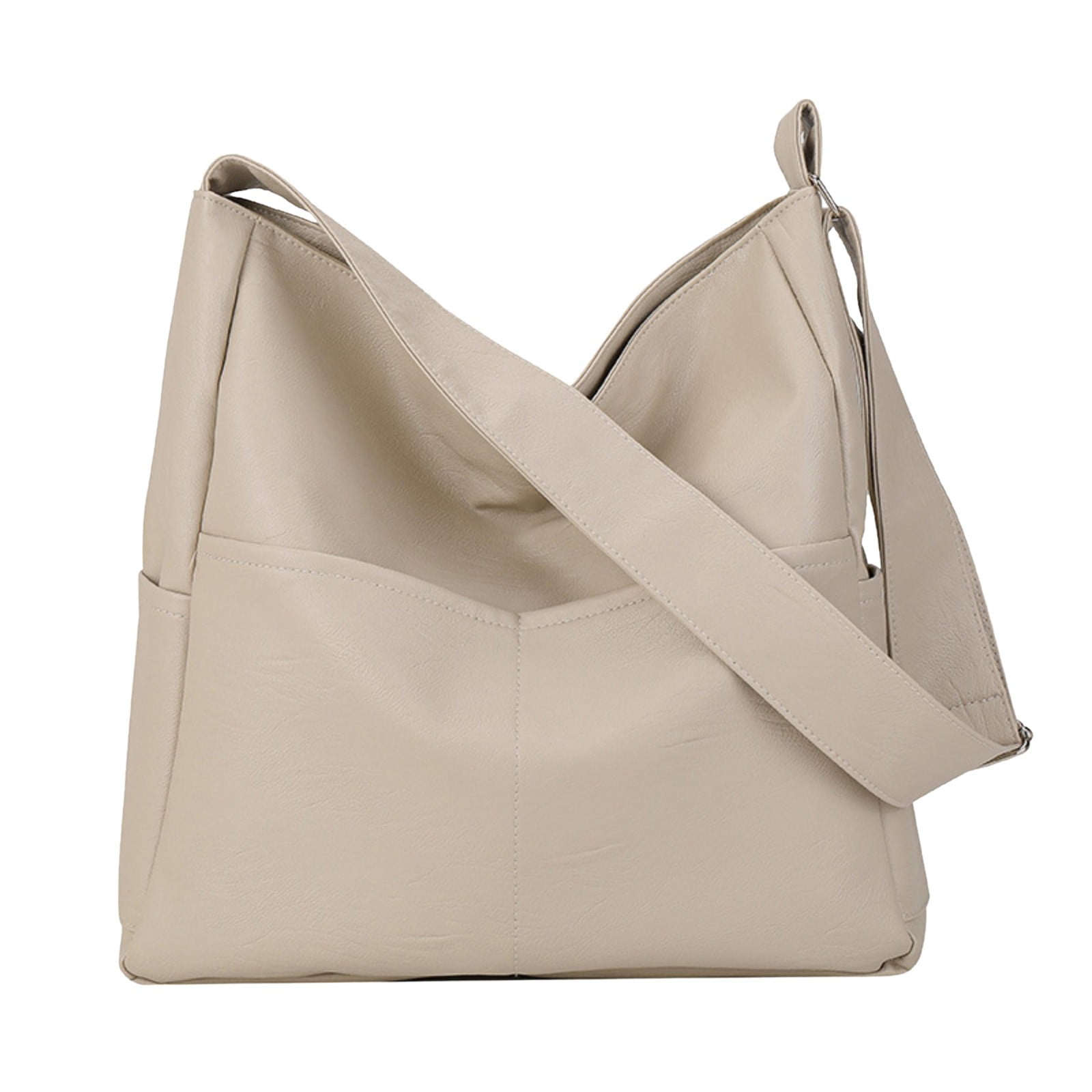 Stylago Large Crossbody Bags for Women Soft Leather Shoulder Purses College Students Casual Zipper Pockets Handbags White