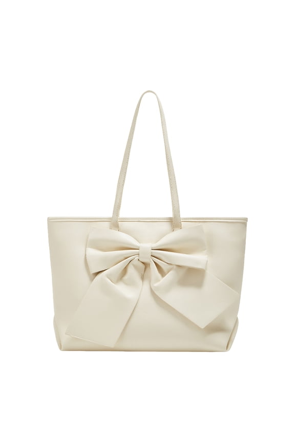 Large Suede Tote Handbags Fashion Leather Bow Work Shopping Shoulder Purses Ladies Travel Daily Underarm Hobos Bag White
