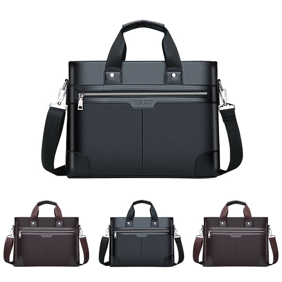Stylago Leather Briefcase Bag for Men Water Proof Work Messenger Bags Computer Laptop Handbags Business Crossbody Purse Black