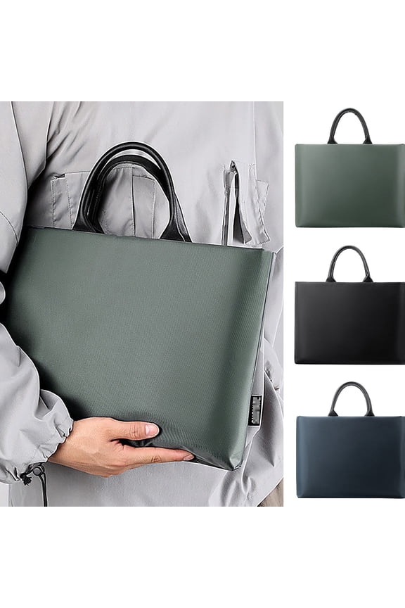 Leather Briefcase Laptop Case Computer Bag for Men Water Proof Top Handle Messenger Lawyer Bags Work Business Handbags Black