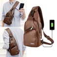 thumbnail image 1 of Stylago Leather Crossbody Sling Backpack for Women Men Vintage Leather Chest Bag Hiking Daypack Work Shopping Shoulder Purse Black, 1 of 4