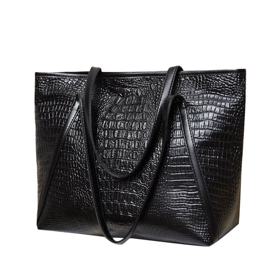 Stylago Leather Tote Bag for Women Fashion Large Shoulder Purses with Zipper Internal Pockets Ladies Shopping Handbag Black