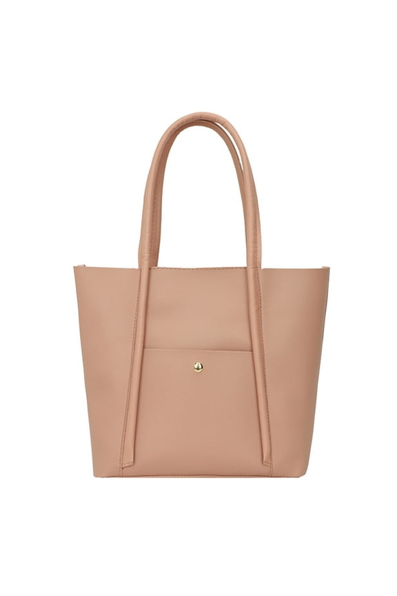 Leather Tote Bags for Women Medium External Pocket Shoulder Purses Travel Shopping Handbags for Ladies Work Pink