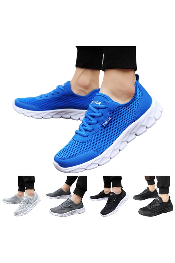 Men's Breathable Walking Sneakers Lace Up Arch Support Running Shoes Lightweight Outdoor Hiking Athletic Sneaker Black Size 11.5