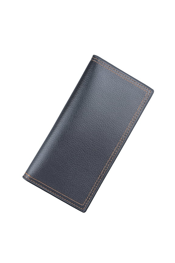 Men's Long Wallet with ID Window RFID Blocking Bifold Leather Purses Credit Card Holder Work Business Wallets Black