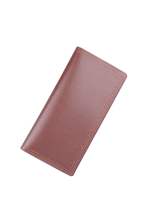 Men's Long Wallet with ID Window RFID Blocking Bifold Leather Purses Credit Card Holder Work Business Wallets Brown