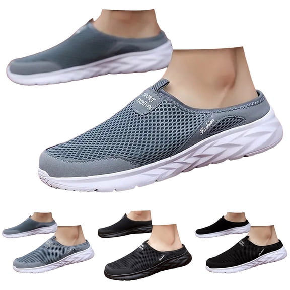 Stylago Mesh Walking Mule Shoes for Men Breathable Lightweight Casual Slippers Closed Toe Slip on Memory Foam Slide Shoe Black Size 8