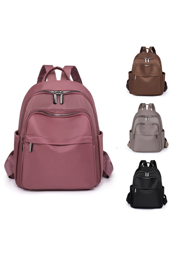 Mini Women Backpacks Fashion Ladies Nylon Daypack Lightweight Multiple Zipper Shopping Travel Small Schoolbags Black