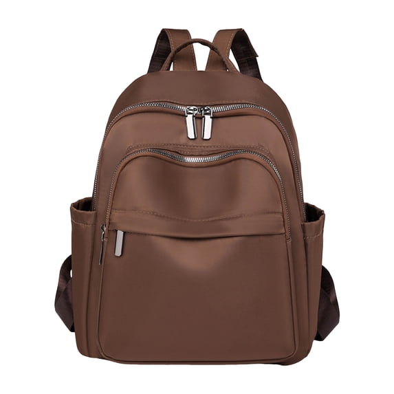 Stylago Mini Women Backpacks Fashion Ladies Nylon Daypack Lightweight Multiple Zipper Shopping Travel Small Schoolbags Brown