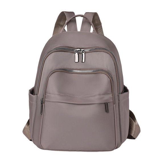 Stylago Mini Women Backpacks Fashion Ladies Nylon Daypack Lightweight Multiple Zipper Shopping Travel Small Schoolbags Brown