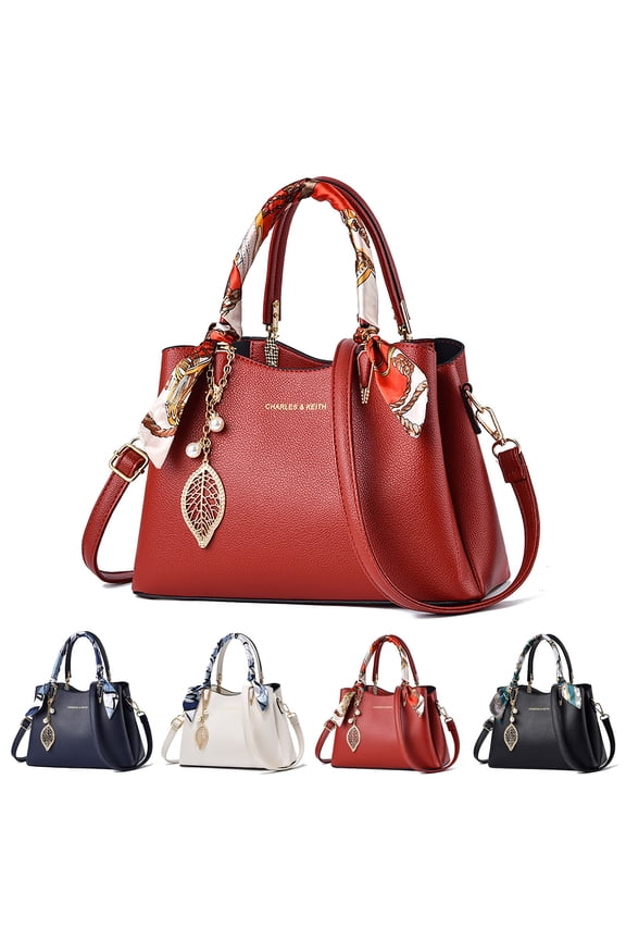 Purse and Handbag with Pendant Women Top Handle Satchel Leather Shoulder Bags Messenger Tote Bag for Ladies Work Travel Black