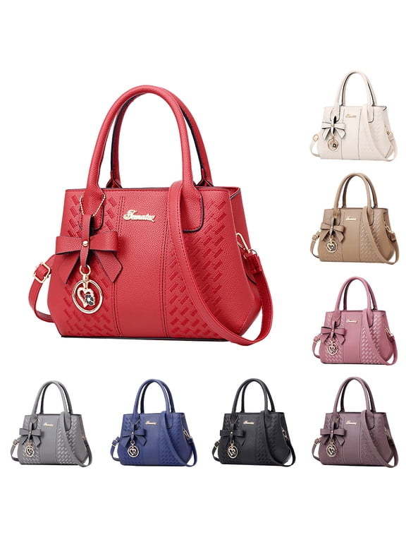 Purses for Women Leather Tote Handbags Fashion Bow Shoulder Crossbody Bags Ladies Work Top Handle Satchel with Zipper Black