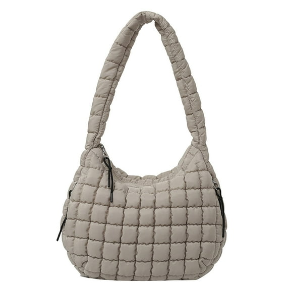 Stylago Quilted Puffy Tote Bag Crossbody Shoulder Purse Lightweight Hobos Handbags Ladies Underarm Pack with Internal Pockets Grey