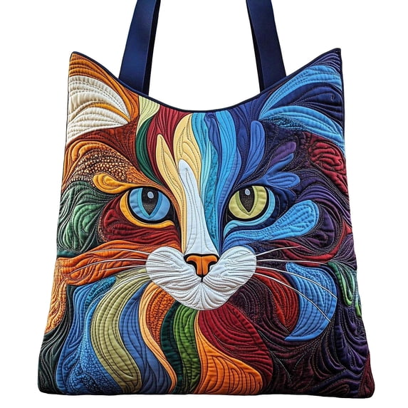 Stylago Quilted Tote Bags for Women Cute Dogs and Cats Pattern Shoulder Bag 2026 Ladies Fashion Medium Travel Shopping Handbag Blue