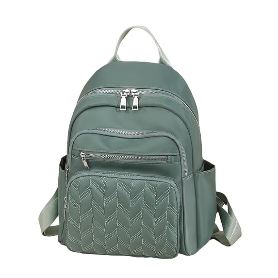 Stylago Quilted Trendy Backpack Purse for Women Nylon Travel Daypacks Adjustable Strap Zipper Laptop Bags with Side Pockets Green