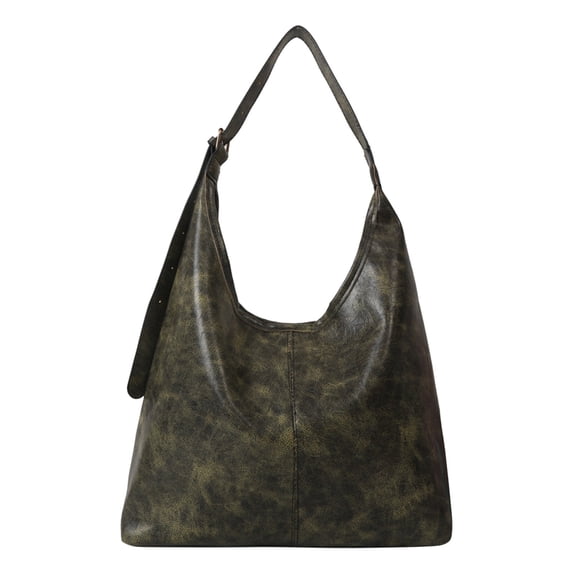 Stylago Slouchy Hobos Bags for Women Retro Leather Handbag Shoulder Tote Bag Work Travel Button Soft Purses with Adjustable Strap Green