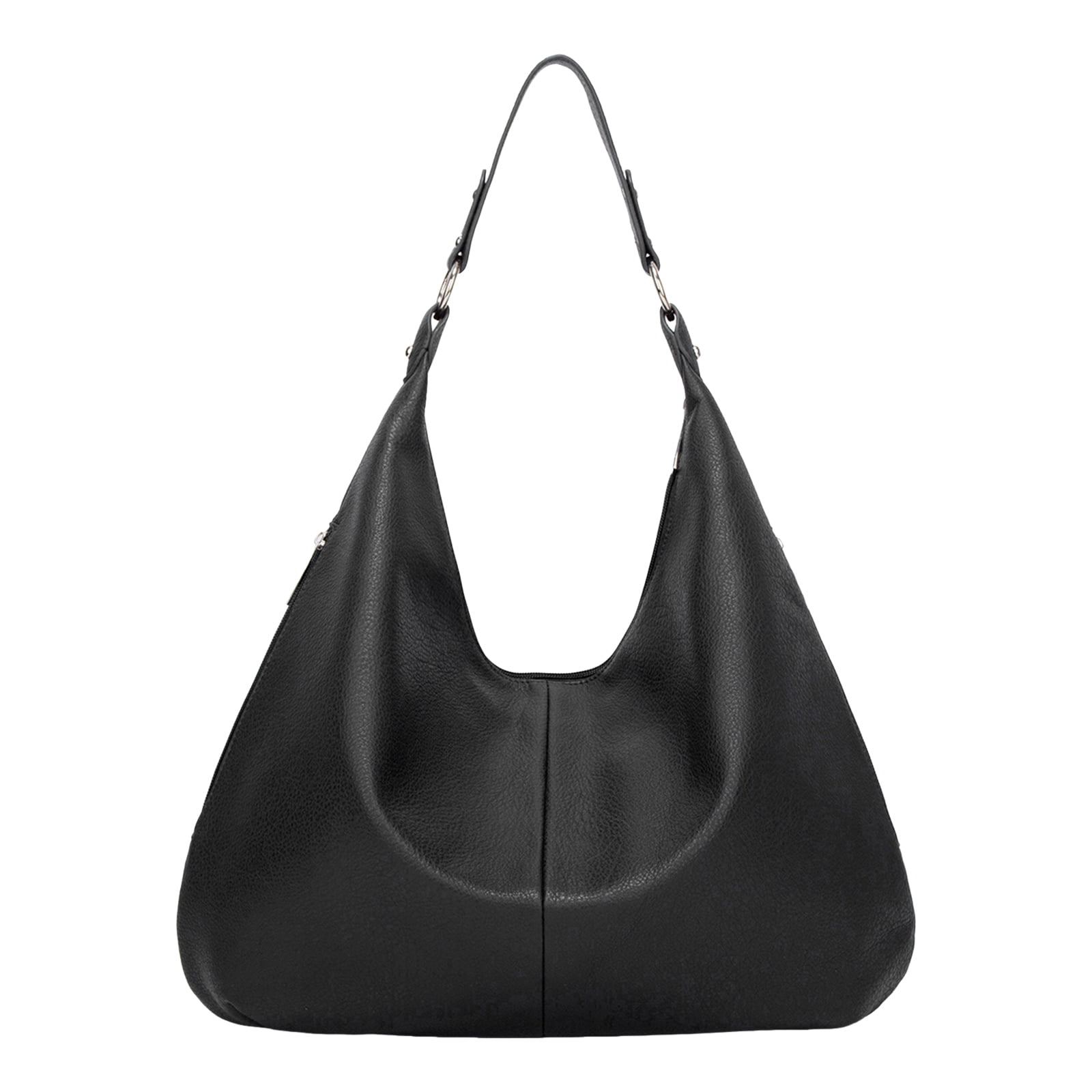 Stylago Slouchy Shoulder Bags Soft Leather Versatile Underarm Handbag Adjustable Button Strap Large Stylish Tote Purses Black