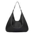 thumbnail image 1 of Stylago Slouchy Shoulder Bags Soft Leather Versatile Underarm Handbag Adjustable Button Strap Large Stylish Tote Purses Black, 1 of 6