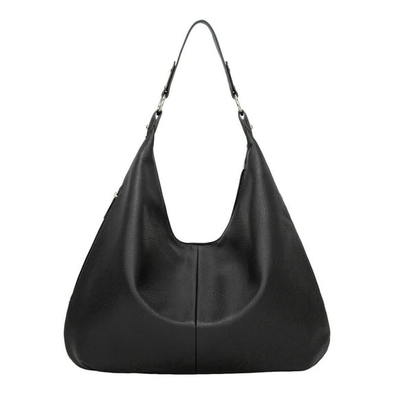 Stylago Slouchy Shoulder Bags Soft Leather Versatile Underarm Handbag Adjustable Button Strap Large Stylish Tote Purses Black
