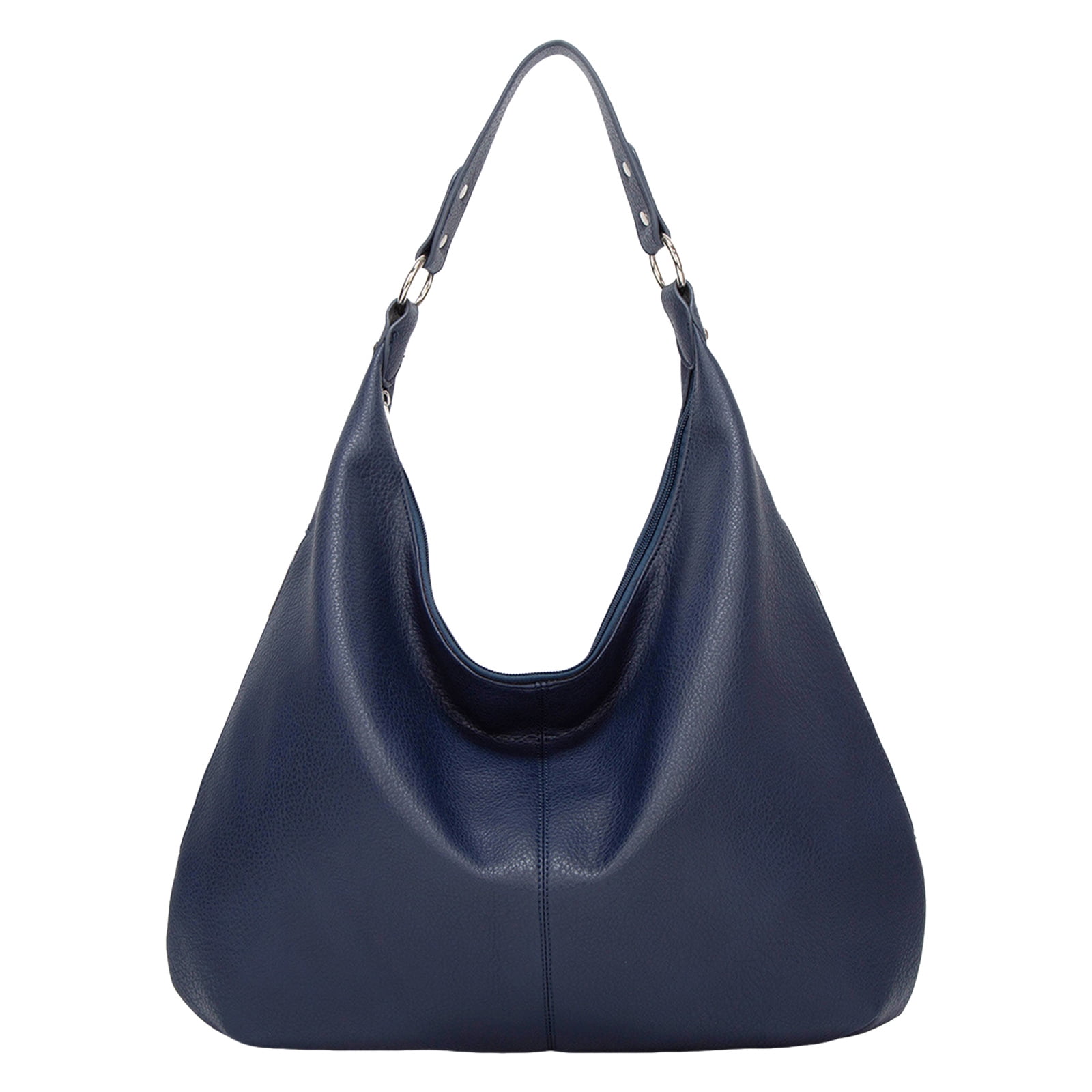 Stylago Slouchy Shoulder Bags Soft Leather Versatile Underarm Handbag Adjustable Button Strap Large Stylish Tote Purses Blue