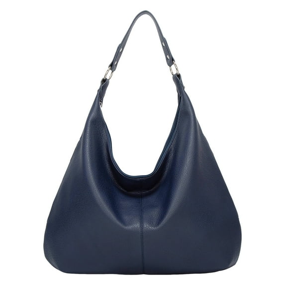 Stylago Slouchy Shoulder Bags Soft Leather Versatile Underarm Handbag Adjustable Button Strap Large Stylish Tote Purses Blue
