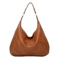 thumbnail image 1 of Stylago Slouchy Shoulder Bags Soft Leather Versatile Underarm Handbag Adjustable Button Strap Large Stylish Tote Purses Brown, 1 of 7