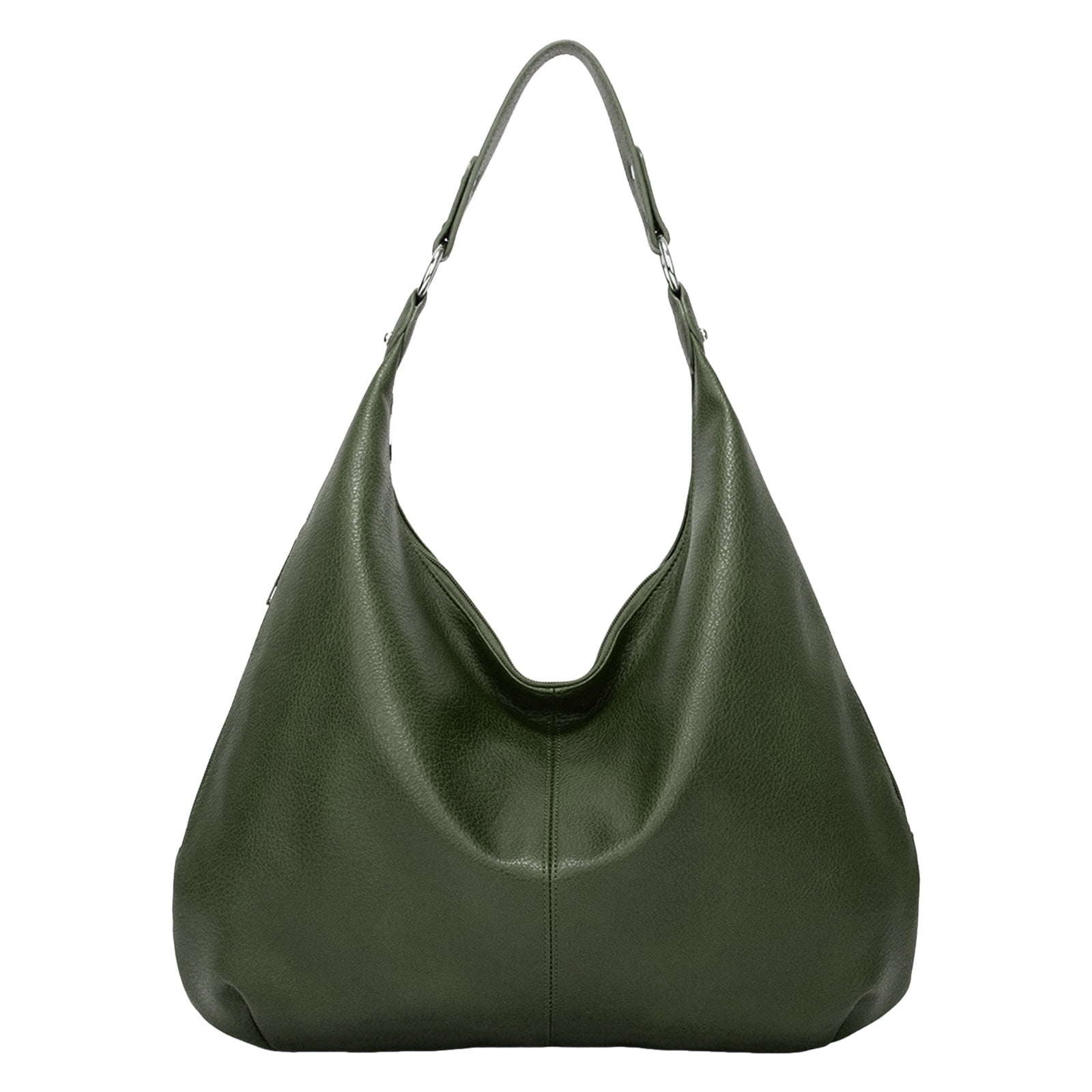 Stylago Slouchy Shoulder Bags Soft Leather Versatile Underarm Handbag Adjustable Button Strap Large Stylish Tote Purses Green