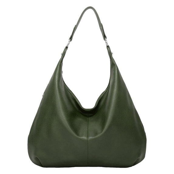 Stylago Slouchy Shoulder Bags Soft Leather Versatile Underarm Handbag Adjustable Button Strap Large Stylish Tote Purses Green