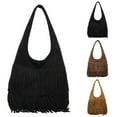 thumbnail image 1 of Stylago Slouchy Suede Shoulder Bags with Tassel Womens Underarm Tote Bag Work Purses Ladies Travel Handbag for Winter Fall Black, 1 of 5