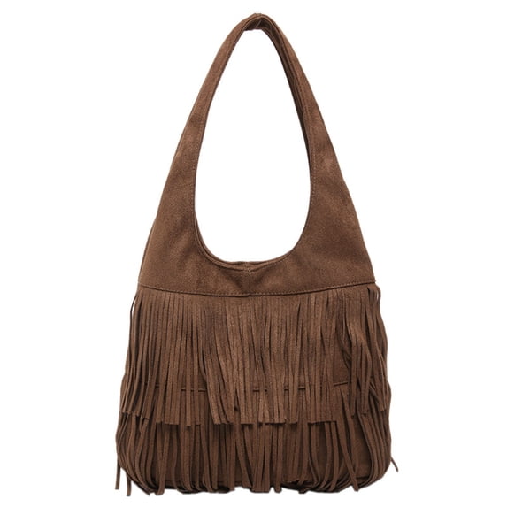 Stylago Slouchy Suede Shoulder Bags with Tassel Womens Underarm Tote Bag Work Purses Ladies Travel Handbag for Winter Fall Brown