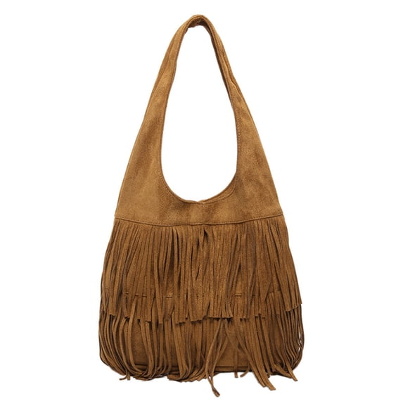 Stylago Slouchy Suede Shoulder Bags with Tassel Womens Underarm Tote Bag Work Purses Ladies Travel Handbag for Winter Fall Brown