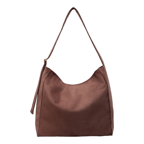Stylago Slouchy Suede Tote Bags for Women Large Capacity Crossbody Shoulder Purses Ladies Zipper Handbags for College Everyday Brown