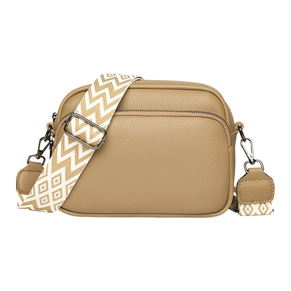 Stylago Small Crossbody Purse for Women with Adjustable Wide Guitar Strap Leather Crossbody Camera Shoulder Bags for College Brown