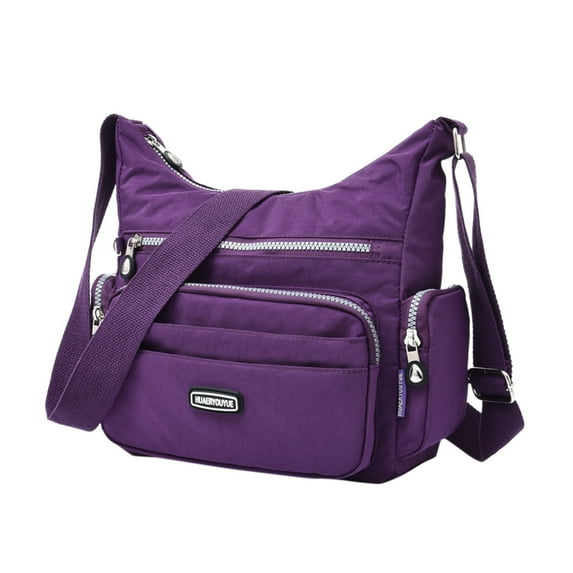 Stylago Small Messenger Bag Multiple Zipper Pockets Women Casual Shoulder Tote Bags Students Crossbody Purses Purple