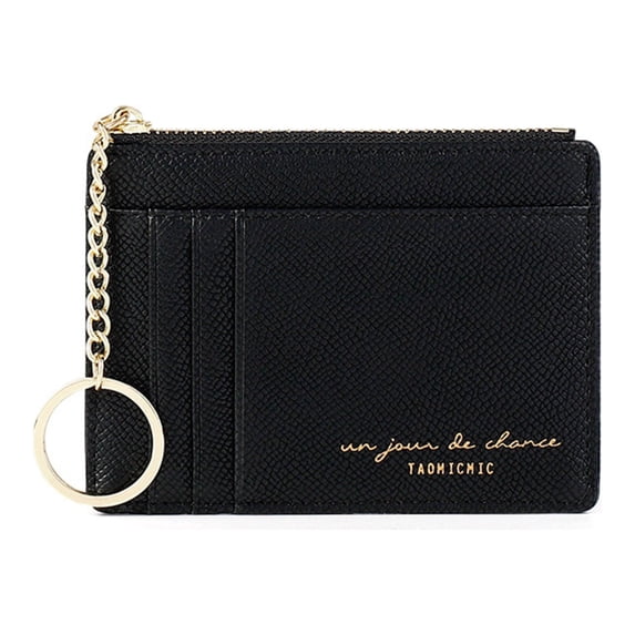 Stylago Small Wallets for Woman RFID Blocking Credit Card Holder Ladies Leather Shopping Zipper Pocket Purse with Keychain Black