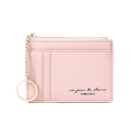 Stylago Small Wallets for Woman RFID Blocking Credit Card Holder Ladies Leather Shopping Zipper Pocket Purse with Keychain Pink