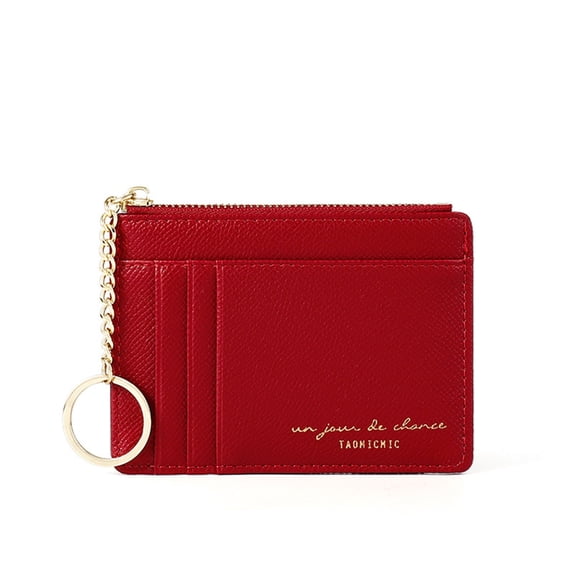 Stylago Small Wallets for Woman RFID Blocking Credit Card Holder Ladies Leather Shopping Zipper Pocket Purse with Keychain Red