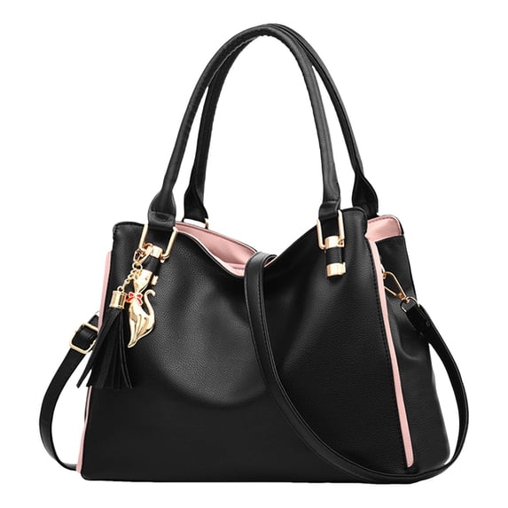 Stylago Soft Leather Tote Crossbody Bags with Detachable Strap Large Shoulder Purses Top Handle Messenger Handbag for Work Black
