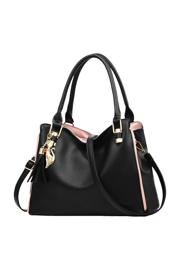 Soft Leather Tote Crossbody Bags with Detachable Strap Large Shoulder Purses Top Handle Messenger Handbag for Work Black