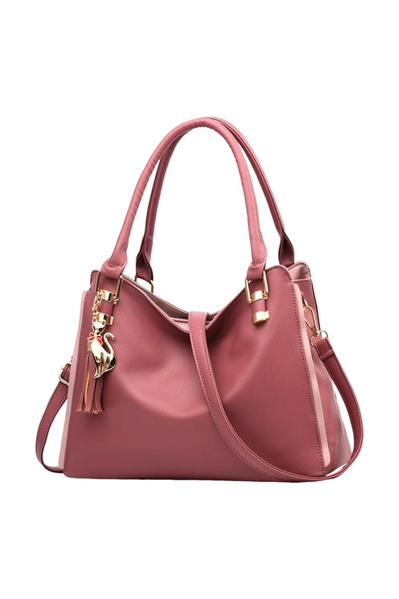 Soft Leather Tote Crossbody Bags with Detachable Strap Large Shoulder Purses Top Handle Messenger Handbag for Work Pink