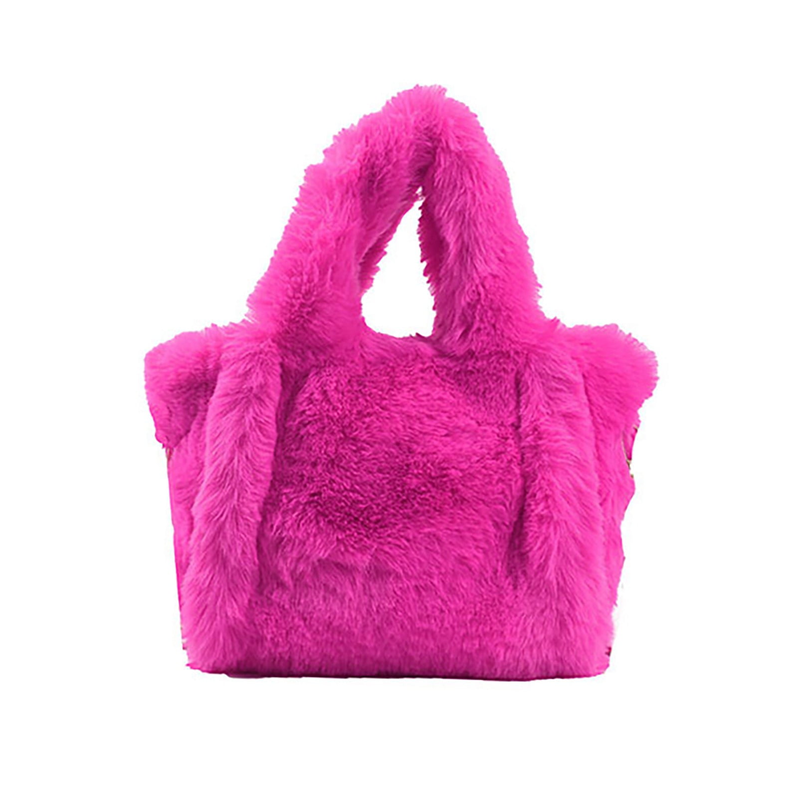 Stylago Tote Bag for Women Plush Handbag Gold Chain Crossbody Purses Winter Fashion Shopping Shoulder Bags Button Pockets Pink