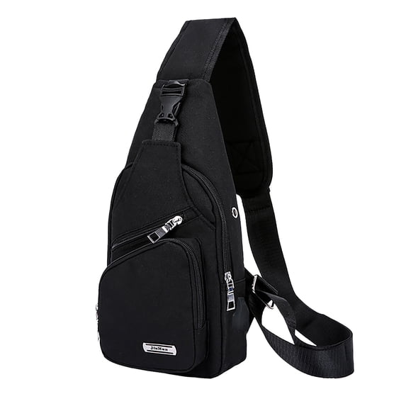 Stylago USB Charging Port Sling Backpack for Women Chest Bag Crossbody Purse with Earphone Hole Multifunctional Hiking Travel Pack Black