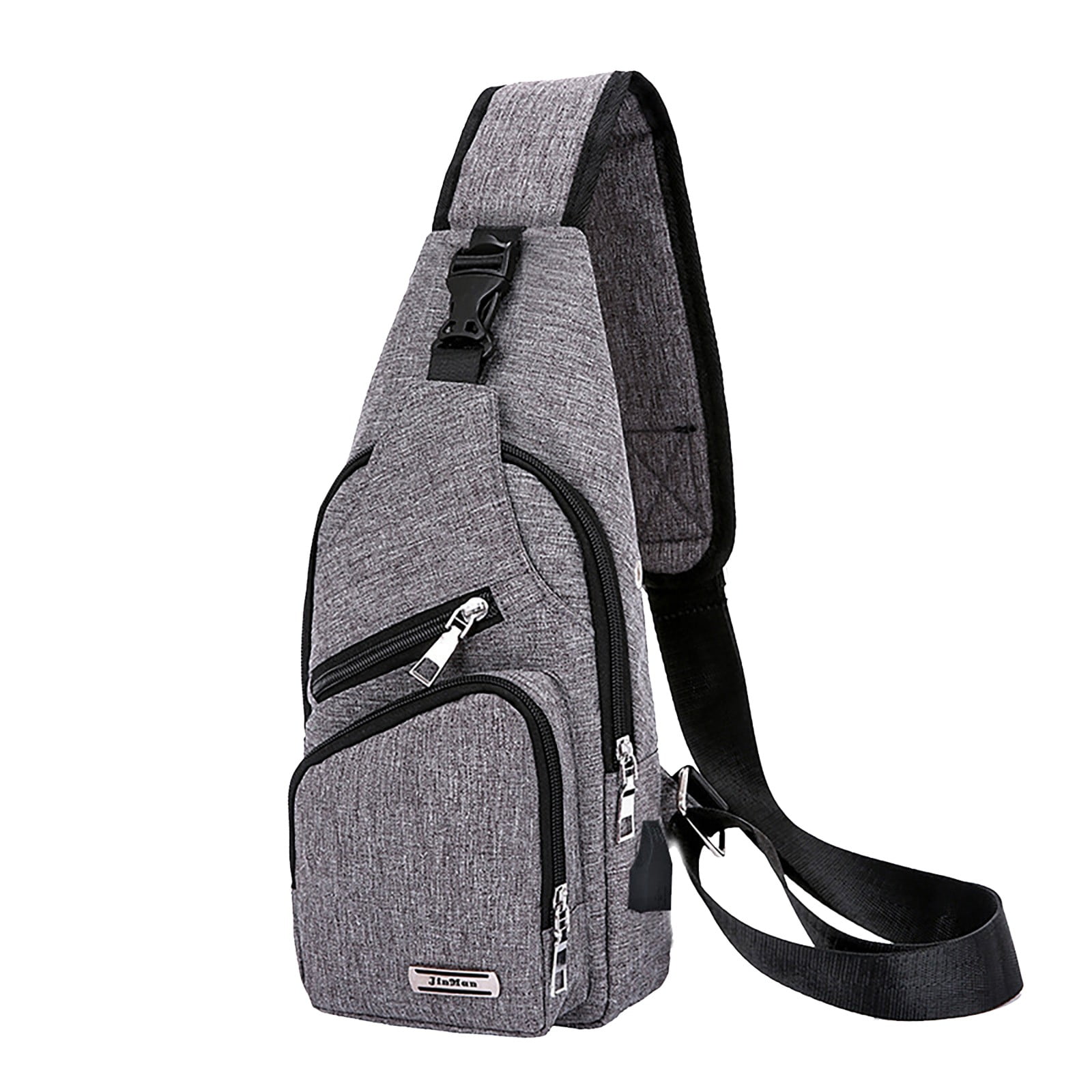 Stylago USB Charging Port Sling Backpack for Women Chest Bag Crossbody Purse with Earphone Hole Multifunctional Hiking Travel Pack Grey