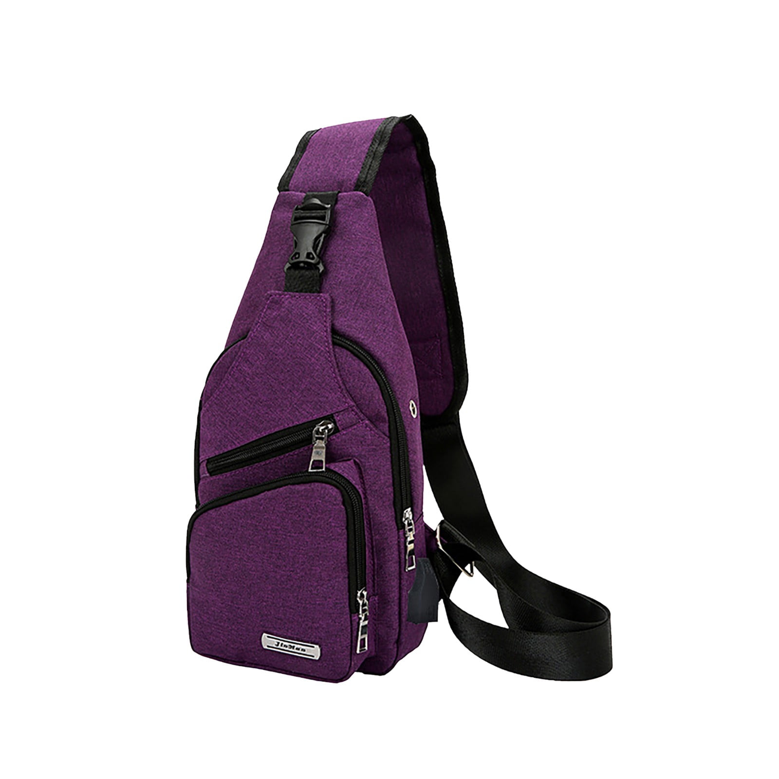 Stylago USB Charging Port Sling Backpack for Women Chest Bag Crossbody Purse with Earphone Hole Multifunctional Hiking Travel Pack Purple