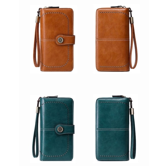 Stylago Wallet for Women Leather Credit Card Holder RFID Blocking Wristlet Wallets Ladies Large Capacity ID Window Purse Green