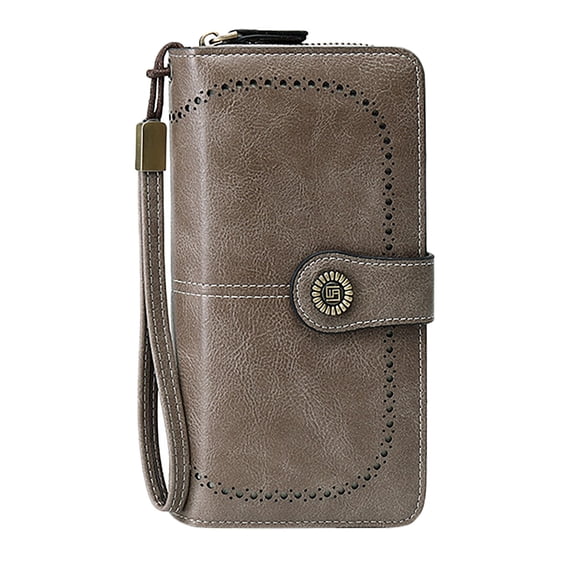 Stylago Wallet for Women Leather Credit Card Holder RFID Blocking Wristlet Wallets Ladies Large Capacity ID Window Purse Grey